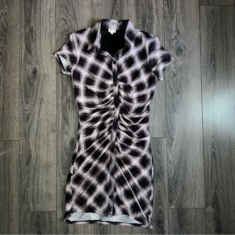SELFIE Ruched Checkered Dress Size S - Picture 1 of 4